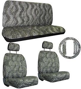 Beige Tan Black Cheetah Car SUV Truck Seat Covers Accessories 2