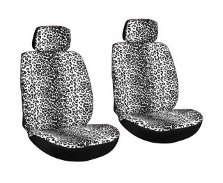 6 PC Cheetah Leopard Animal Print Gray Low Back Front Bucket Car Seat Cover Set