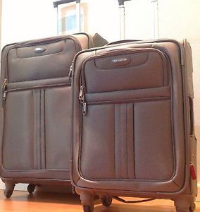 Samsonite 2 Piece Luggage Set 4 Wheel Carry on Bag Gray Canvas