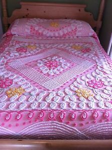 Pink Wedding Cake Chenille Bedspread 92 x 96