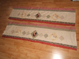 Set of 2 Roosters Country Chicken Valances 59x16 Window Treatment Curtain