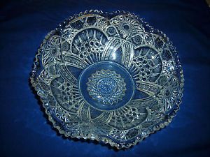 Vintage Antique Cut Glass Crystal Unsigned Bowl Dish Glassware 9"