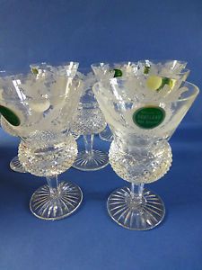 X8 Vintage Edinburgh Crystal Cut Glass Thistle Glasses 11 6 cm Tall