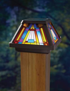Moonrays 91241 Stained Glass Solar Powered LED Post Cap Lamp Path Lighting