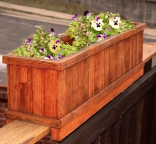 Redwood Flower Planter Box for Windows Balconies or Decks 30" to 48" L