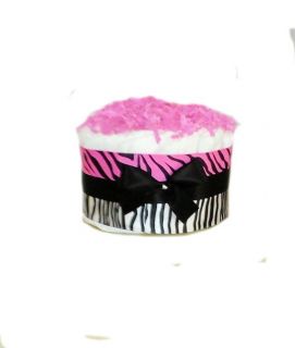 1 Layer Sweet Safari Zebra Stripe Pink Baby Shower Mini Diaper Cakes