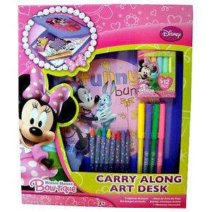 Disney Minnie Mouse Bowtique Kids Carry Along Art Desk Stationery Colouring Set