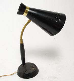 Vintage 1950s Gooseneck Desk Lamp w Perforated Metal Shade