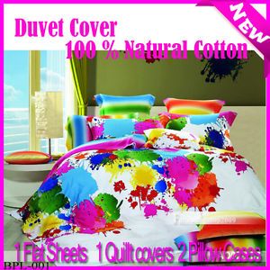 New Double Size Graffiti Art Quilt Duvet Comforter Cover Bedding Set 100 Cotton