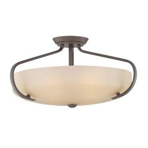 Bronze Quoizel 4 Light Semi Flush Mount Ceiling Fixture Lamp Bulb Modern Glass
