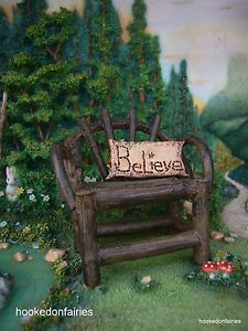 Miniature Dollhouse Fairy Faerie Hobbit Gnome Garden Twig Fantail Bench