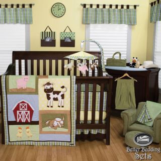 Trend Lab Baby Neutral Boy Girl Barn Farm Cow Crib Nursery Bedding Quilt Bed Set