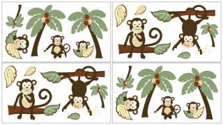 Sweet JoJo Designs Monkey Baby Bedding Decal Stickers Kids Wall Art Room Decor