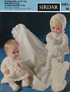 Knitting Pattern 14 16 inch Baby Dolls Clothes Outfit Layette Vintage