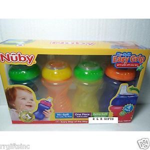 Nuby No Spill Easy Grip 4 PK Sippy Cups Baby Feeding Cups