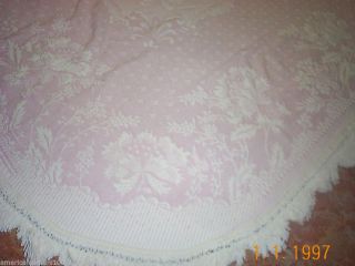 Stunning Vtg Shabby Pink Chenille Bedspreads 2 Sham Queen Xmas Floral 100 C RARE
