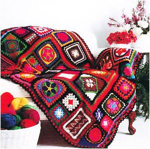 Bold Mosiac Afghan Throw Blanket Crochet Pattern