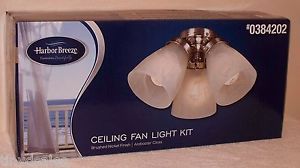 Harbor Breeze Ceiling Fan 3 Light Kit Glass Shade Brushed Nickel Finish 0384202