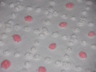 Vintage Chenille Pink White Polka Dots Vintage Chenille Bedspread Piece 18x24