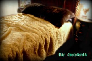 King Size Lion Hide Bedspread Faux Fur Comforter Blanket Deer Bear Pelt New