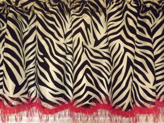 Zebra Stripe Hot Pink Fringe and Beads Window Curtain Valance Wide 56"Wx16"L