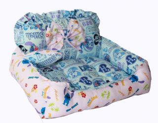 Blue Pink Puppy Doggie Cat Dog Bed Mat House Soft Grid Lilo Stitch Chair LL03