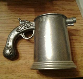 RWP Royal Wilton Pewter Pistol Grip Gun Mug Stein Beer Cup 4 3 4" Columbia PA