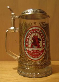 Budweiser Anheuser Busch Glass Stein Vintage Design St Louis Lager Beer