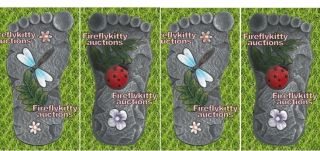 X4 Foot Shaped Garden Stepping Stones 2 Ladybugs 2 Dragonflies Feet