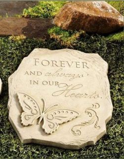 New Memorial Stepping Stone Pet Grave Marker Butterfly w Sentiment Garden Decor