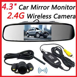 4 3" Rear View Mirror Monitor Car Wireless IR Reversing Camera Parking System