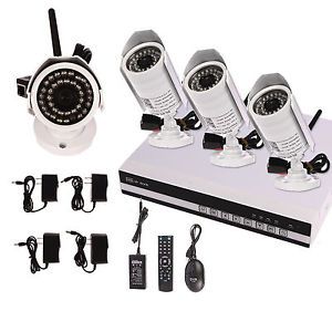 4 CH NVR Video Recorder 720P Outdoor Wireless Security IP Network Camera System