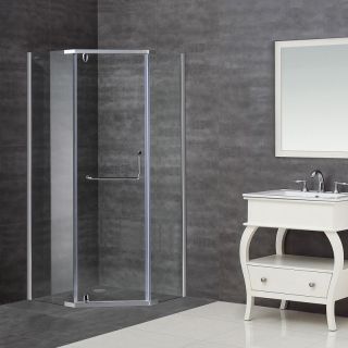 Aston 38 x 38 inch Clear Glass Neo Angle Semi Frameless Shower Enclosure