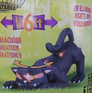 6ft Long Airblown Inflatable Lighted Animated Black Cat Halloween
