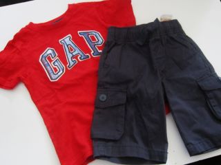 Baby Gap Boys Plaid Logo Shirt Gymboree Cargo Shorts Outfit 3T Toddler