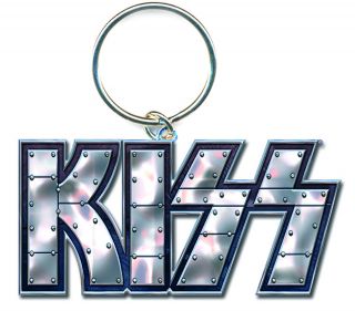 Kiss Rock Roll Band Classic Stud Cutout Logo Black Silver Metal Key Chain Ring
