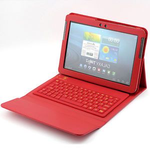 Red Bluetooth Wireless Keyboard Cover Case for 10 1" Samsung Galaxy Tab 2 P5100