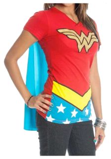 Womens Wonder Woman V Neck Cape T Shirt