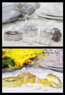 12 Gold Silver Oval Plastic Trinket Box Wedding Favor Table Decorations Bridal