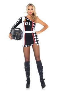 Sexy Fast N Furious Racer NASCAR Car Driver Checkered Dress Women's Costume New