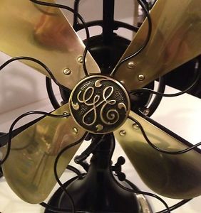 Art Deco Antique GE Brass Blade Fan RARE 3 Speed General Electric Oscillating