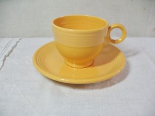 Vintage Fiesta Ware Fiestaware Tea Cup Saucer Yellow Cups Saucers Dinnerware Set