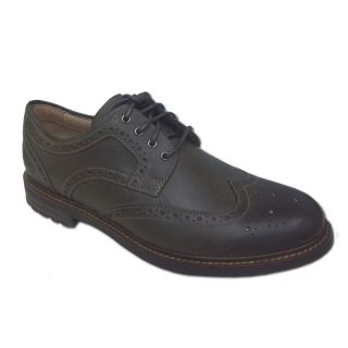 Clarks Norse Wing Mens Gray Leather Comfort Lace Up Wing Tip Oxford Dress Shoes