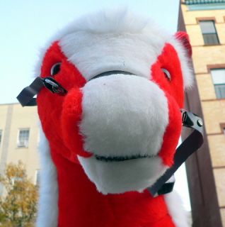 Giant Stuffed Pony Red Color 3 Feet Tall Long Big Plush Horse Made in The USA