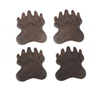 Set of 4 Cast Iron Bear Footprint Garden Stepping Stones