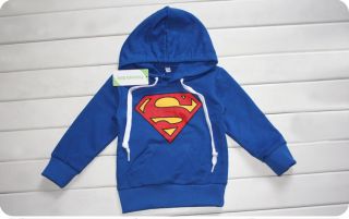 New Kids Boys Girls Superman Cotton Hooded Guard Garments T Shirt Tops 2 6T
