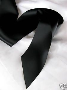 Fashionable Black 4" Wide Double Faced Satin Ribbon Wedding Gown Sash 12 ft Long