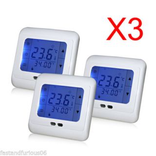 3X Digital LCD Touch Screen Programmable Underfloor Heating System Thermostat