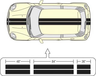 Mini Cooper Rally Racing Stripes Decals 12" x 18 Feet