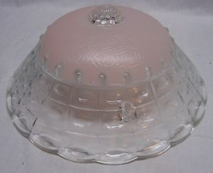 Vintage Fr Pink 3 Chain Art Deco Glass Lamp Shade for Ceiling Light Fixture